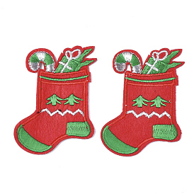 Computerized Embroidery Cloth Iron On Patches, Costume Accessories, Appliques, Christmas Stocking