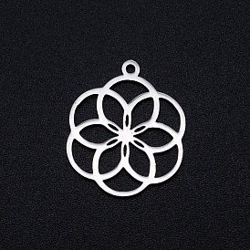 201 Stainless Steel Filigree Charms, Seed of Life/Sacred Geometry