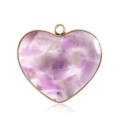 Natural & Synthetic Gemstone Pendants, with Stainless Steel Findings, Heart Charms