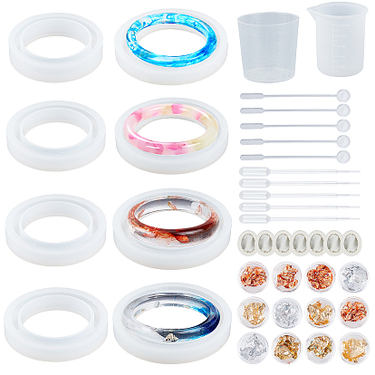 Fabrication de bracelets de bricolage, avec des moules en silicone pour bracelet, papier d'aluminium gel nail art, tasse à mesurer en silicone, tasse à mesurer en plastique et pipettes et tige d'agitation, doigtiers en latex