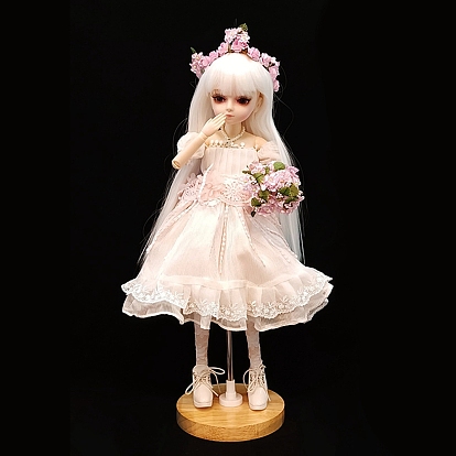 Wood Adjustable Craft Doll Displays Holder