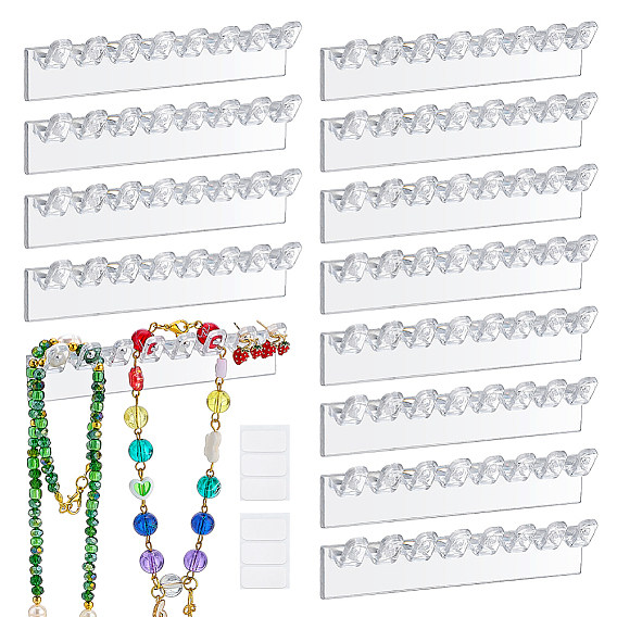 4 Crochet de rangement mural pour colliers et bracelets en plastique, porte-collier