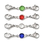 304 Stainless Steel & Glass Connector Charms, Flat Round Links