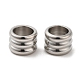 304 Stainless Steel European Beads, Large Hole Beads, Grooved Beads, Column