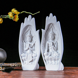 Resin Palm with Buddha Figurines, for Home Desktop Decoration