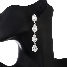 925 Silver Copper Inlaid Zircon Geometric Earrings - Simple and Elegant Ear Decorations