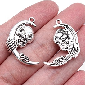 10 подвески из цинкового сплава в тибетском стиле, Луна с черепом