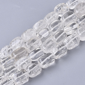 Natural Quartz Crystal Beads Strands, Rock Crystal Beads, Rectangle
