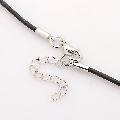 Rubber Necklace Cord, with Alloy Clasp
