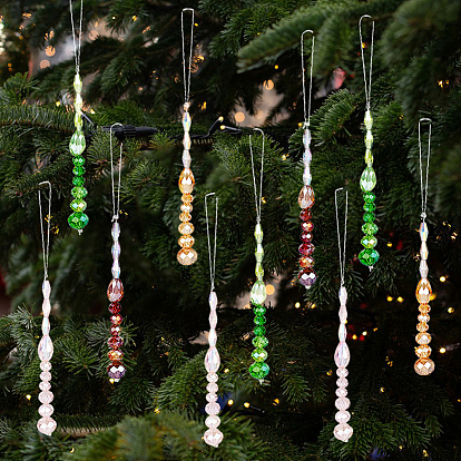 16шт 4 цвета прозрачные стеклянные бусины подвески decroationg, с 304 цепями со скрепками из нержавеющей стали, разнообразные, граненые