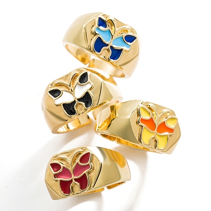 Латунные манжеты для женщин, с эмалью, краситель матч, бабочка