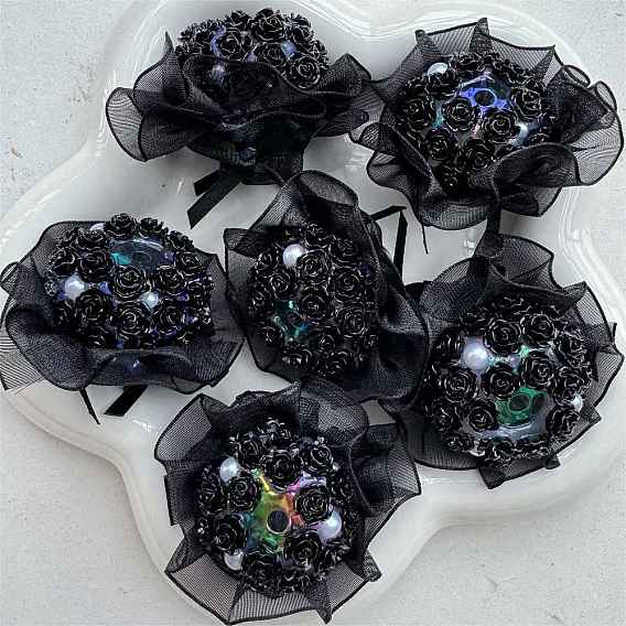 5шт акриловые бусины, с ABS имитации жемчуга, цветок