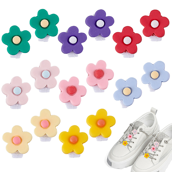 16 шт. 8 пряжки для шнурков из цветочной смолы и пластика