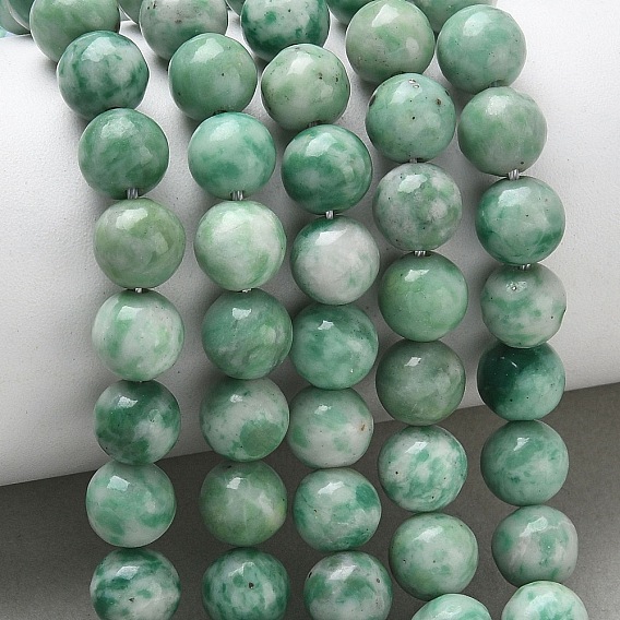 Натуральные зеленые пятна яшмовых нитей, круглые