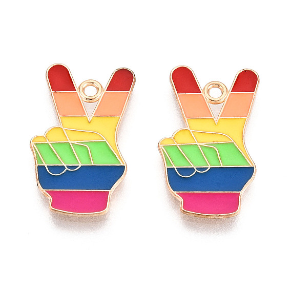 Подвески из сплава с эмалью цвета радуги, оберег на руку знак победы, золотой свет