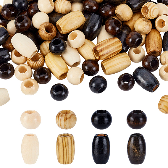224 шт 8 стили натуральных деревянных бусин, бусины с большим отверстием