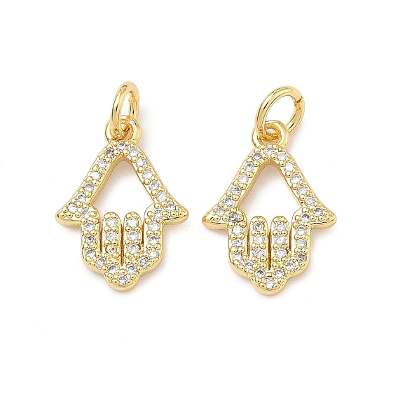 Латунные микро проложить кубического циркония подвески, hamsa hand charms, стойки покрытие, долговечный, без свинца и без кадмия