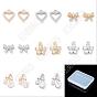 16Pcs 8 Style  Rack Plating Brass Micro Pave Cubic Zirconia Charms, Long-Lasting Plated, Mixed Shape