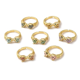 Эмалированное открытое кольцо-манжета с двойным леопардом и фианитами, настоящие позолоченные латунные украшения 18k, долговечный
