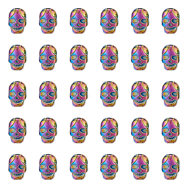 30 шт. стойки покрытие бусины из сплава цвета радуги, без кадмия, без никеля и без свинца, череп