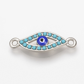 Alloy Links Connectors, with Enamel & Resin, Evil Eye, Blue