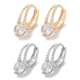 Латунные серьги обруча, со стеклом, круглые