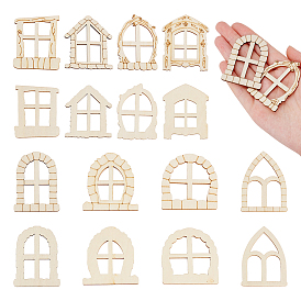 50Pcs Wood Windows Display Decoration, Micro Landscape Dollhouse Accessories, Pretending Prop Decorations