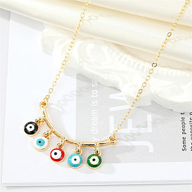 Colorful Tassel Evil Eye Pendant Necklace for Women