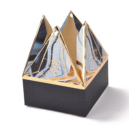 Paper Fold Gift Boxes, Triangular Pyramid with Word Only for You & Ribbon, for Presents Candies Cookies Wrapping