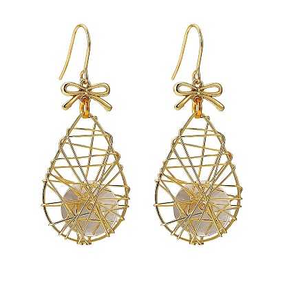 Eco-Friendly Teardrop Iron Pendants Dangle Earrings, with 304 Stainless Steel Earring Hooks, Alloy Links Connectors, Jump Rings