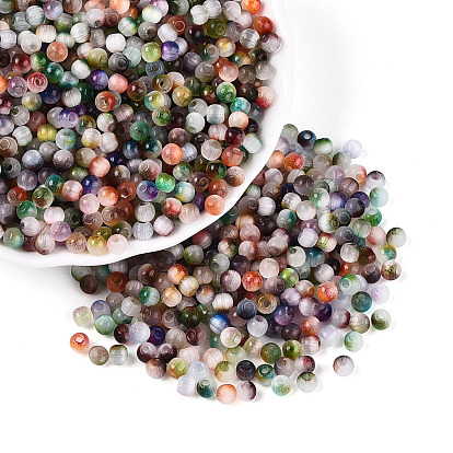 Стеклянный бисер в стиле волочильного станка, круглые, имитация шарики глаза кота, круглое отверстие, два тона