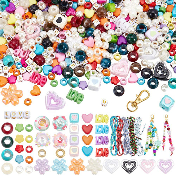 Наборы для изготовления ключей своими руками, включить акриловые бусины, Spacer бисер латунные, полиэфирные и спандексные веревочные веревки