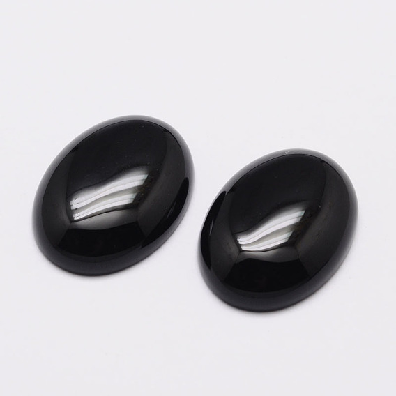 Oval Natural Black Agate Cabochons