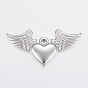 304 Stainless Steel Pendants, Heart and Wing
