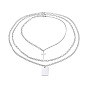 304 Stainless Steel Pendant Necklaces Sets, with 201 Stainless Steel Pendants, Cable Chains, Curb Chains and Lobster Claw Clasps, Rectangle and Cross