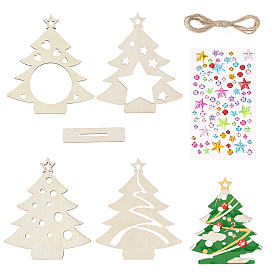 Пустые необработанные деревянные украшения для рождественской елки, с пеньковой веревкой и наклейкой