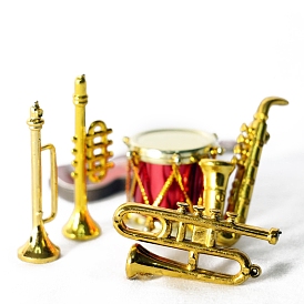 Miniature Alloy Musical Instruments, for Dollhouse Accessories Pretending Prop Decorations