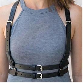 Регулируемые цепочки для талии из искусственной кожи с кольцами из сплава платинового тона