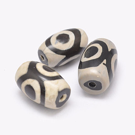 Perles tibétaines 3 -eye dzi, perles en agate naturelles, teints et chauffée, baril