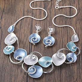 Комплекты ожерелий и серег-гвоздиков из сплава со спиральной круглой эмалью для женщин