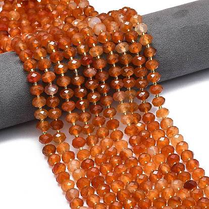 Природного сердолика нитей бисера, граненые, рондель, с бисером