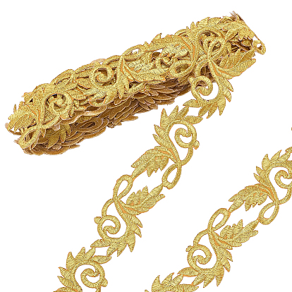 Sew on Ethnic Style Embroidery Leaf Polyester Hollow Lace Ribbons, for Craft Sewing, Wedding Dress Costume Decoration