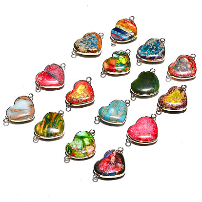 Окрашенные натуральные императорские яшмы звенья соединительные подвески, сердечные ссылки, платина