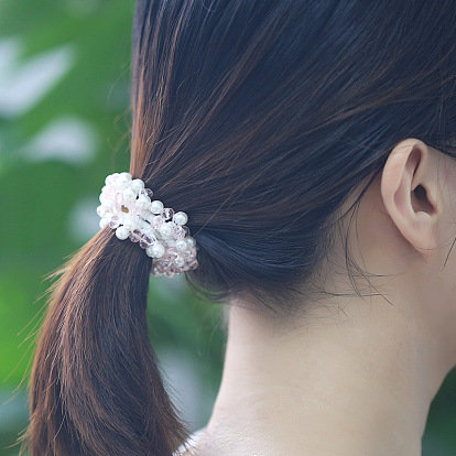 Crystal Hair Tie with Hollowed-out Design - Simple Hair Accessory with Rhinestone Elastic Band.