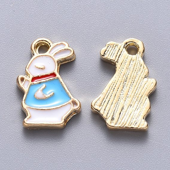 Alloy Enamel Charms, Rabbit, Light Gold