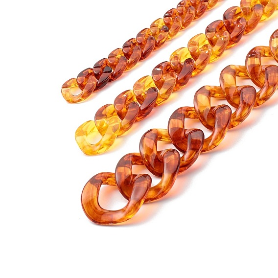 Handmade Curb Chains, with Acrylic Linking Rings and Transparent Acrylic Linking Rings