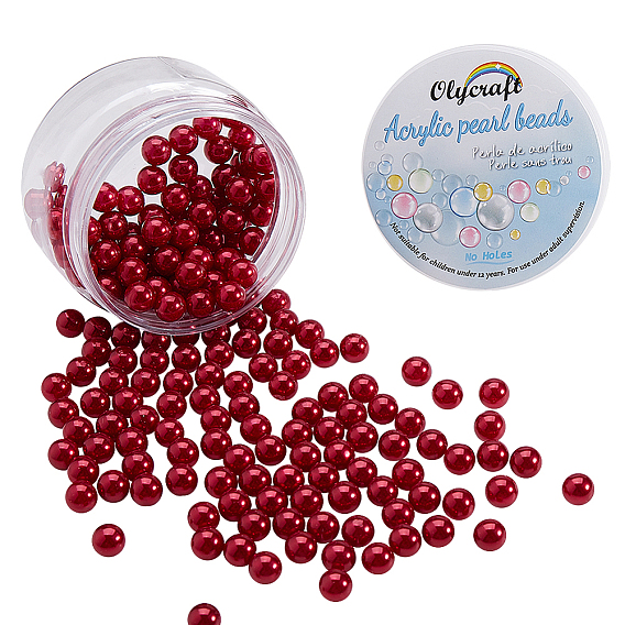 Eco-Friendly Plastic Imitation Pearl Beads, High Luster, Grade A, No Hole Beads, Round