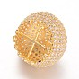3D Crown Brass Micro Pave Cubic Zirconia Pendants, Tassel Cap Bail, 20.5x20.5mm, Hole: 1mm