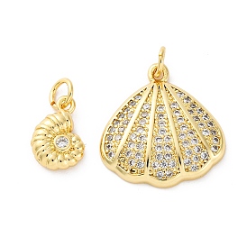 Латунные микро проложить кубического циркония подвески, без кадмия и без свинца, прелести раковины, с целью перехода в кольце, реальный 16 k позолоченный