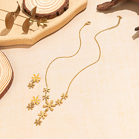 Sweet French 201 Женский комплект из ожерелья и серег с кисточками в виде ромашек из нержавеющей стали